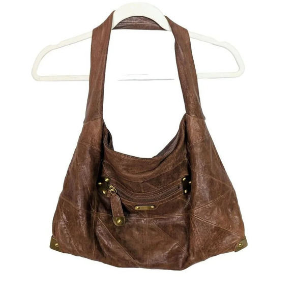 Y2K 90s Vintage Rafe New York Over Shoulder Hobo Bag Patchwork Leather Purse - Picture 1 of 13